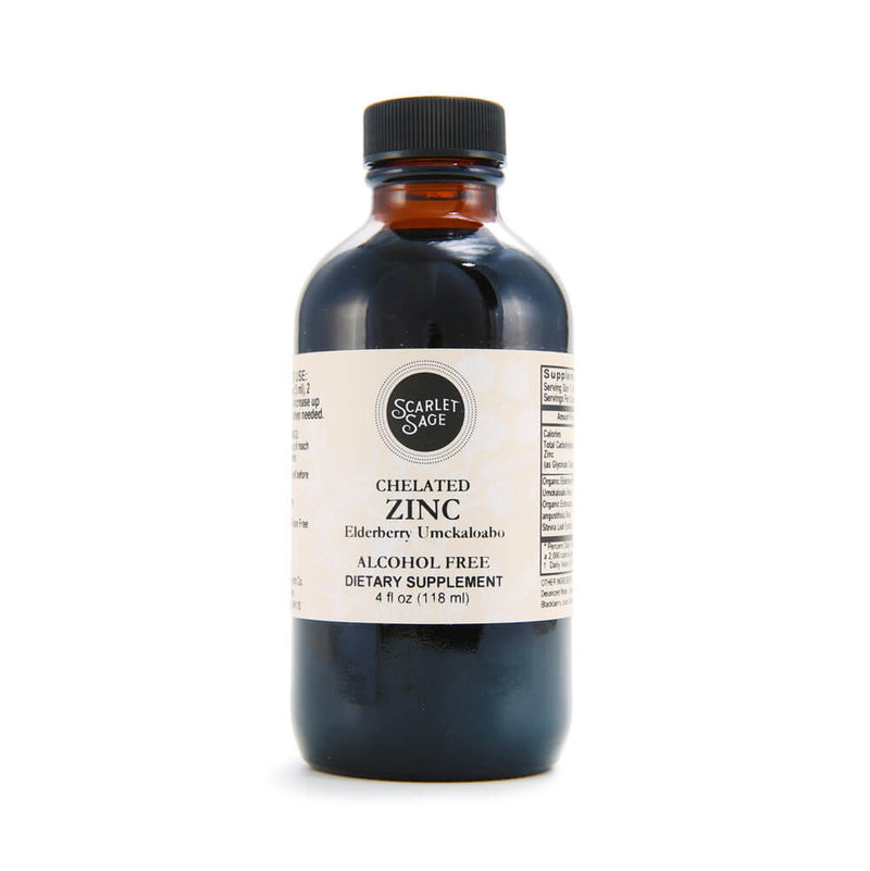 Scarlet Sage Chelated Zinc Elderberry Umckaloabo Syrup 4oz - The Scarlet Sage Herb Co.