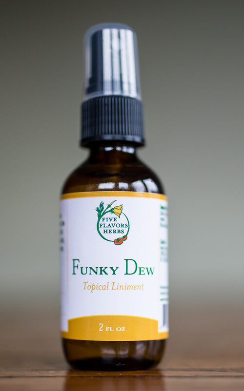 Five Flavors Herbs Liniment Funky Dew 2oz - The Scarlet Sage Herb Co.
