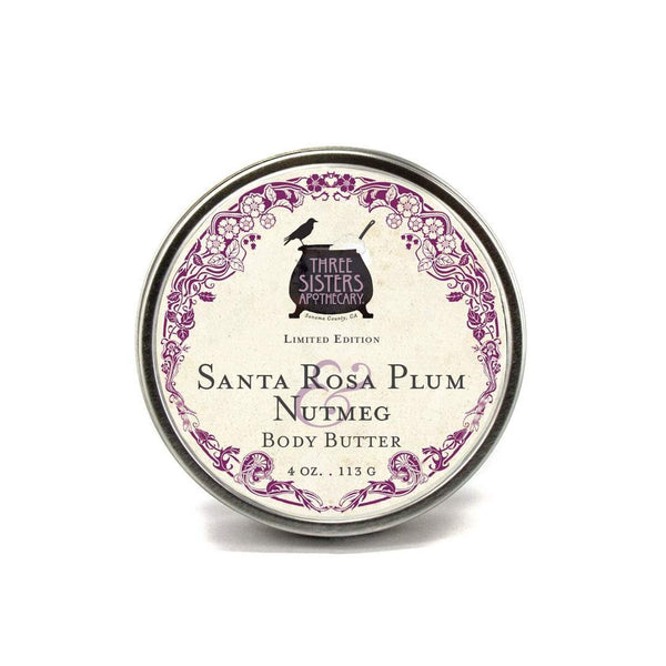 Three Sisters Apothecary Body Butter Santa Rosa Plum Nutmeg 4oz - The Scarlet Sage Herb Co.