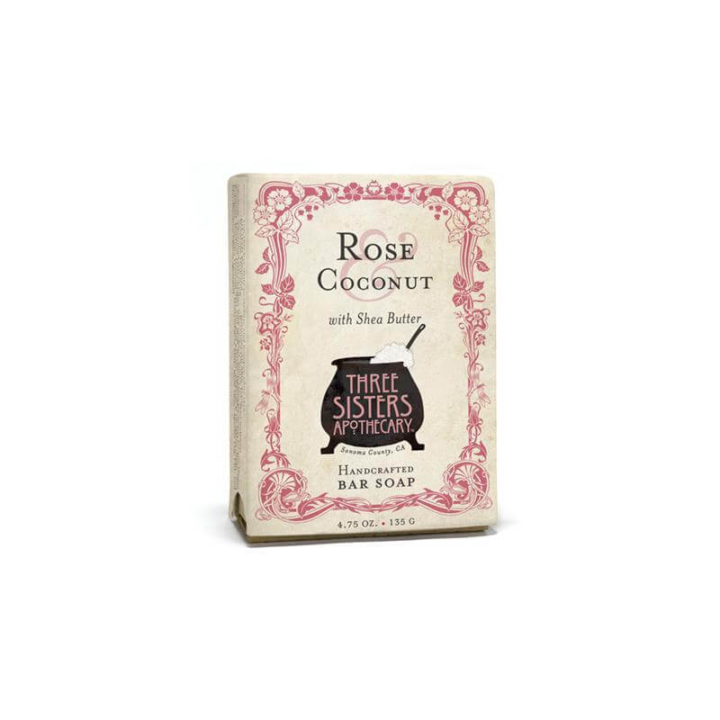 Three Sisters Apothecary Bar Soap Rose Coconut - The Scarlet Sage Herb Co.