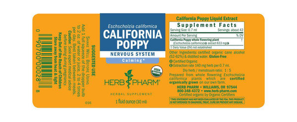 Herb Pharm California Poppy 1oz-Tinctures-The Scarlet Sage Herb Co.