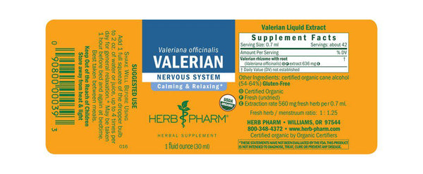 Herb Pharm Valerian 1oz-Tinctures-The Scarlet Sage Herb Co.