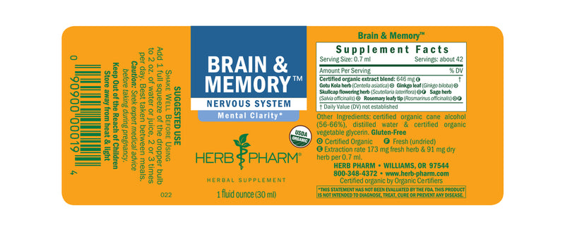 Herb Pharm Brain & Memory 1oz-Tinctures-The Scarlet Sage Herb Co.