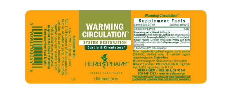 Herb Pharm Warming Circulation Tonic 1oz-Tinctures-The Scarlet Sage Herb Co.