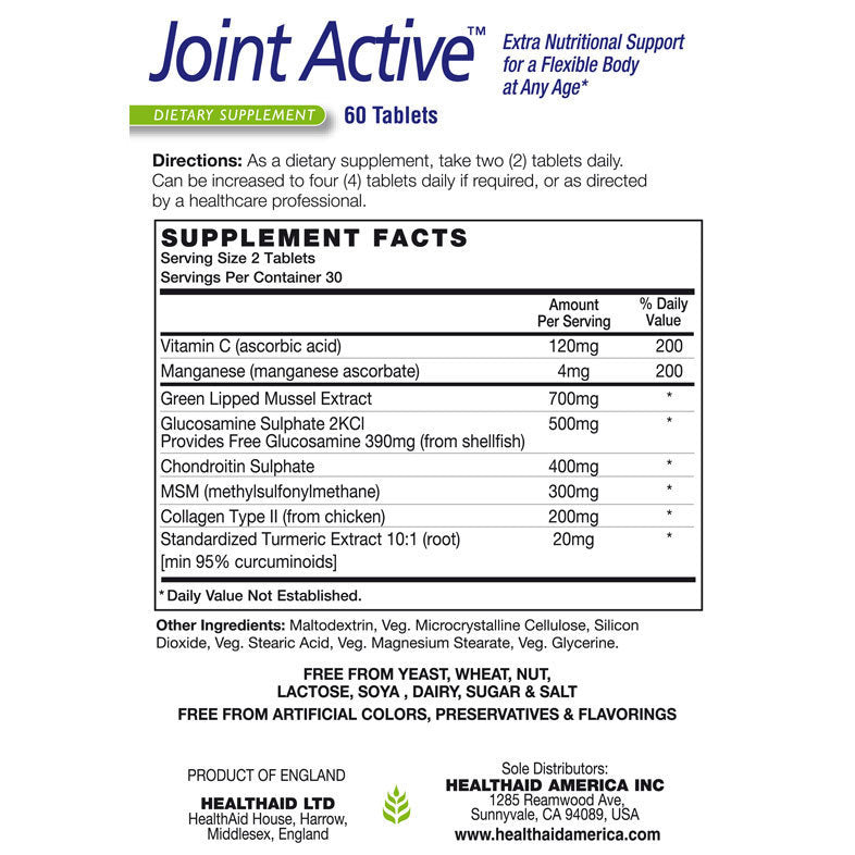 Health Aid Joint Active 60ct-The Scarlet Sage Herb Co.