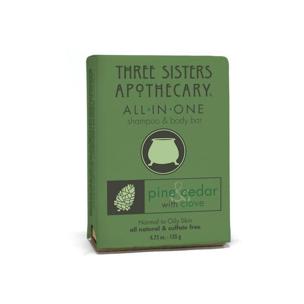 Three Sisters Apothecary All In One Shampoo & Body Bar Pine Cedar 4.75oz