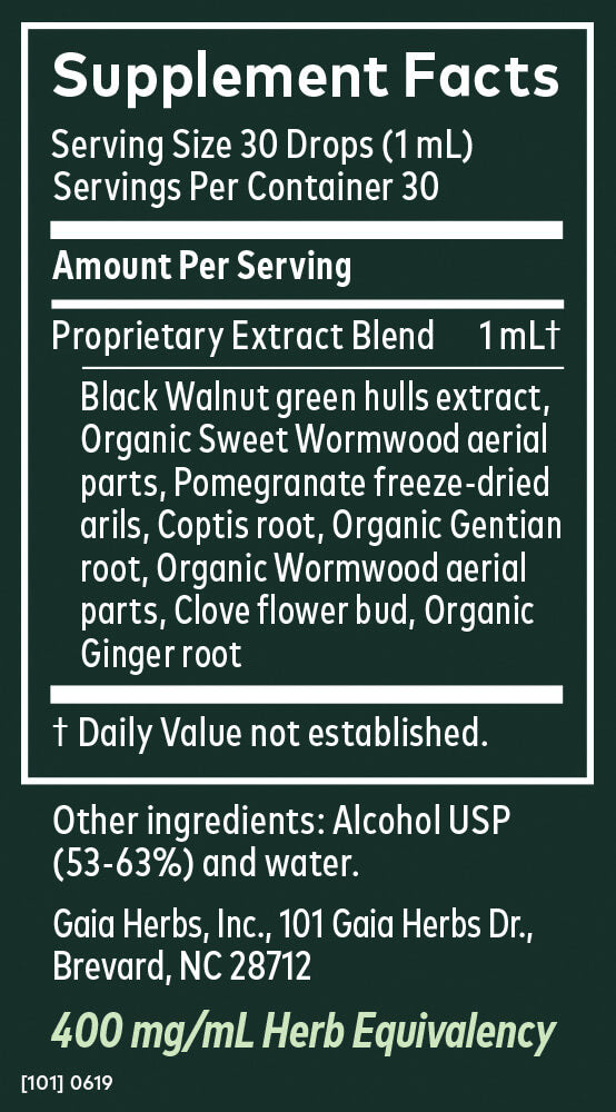 Gaia Herbs Tincture Wormwood Black Walnut Supreme 1oz