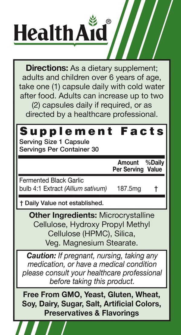 Health Aid Black Garlic 30ct-Supplements-The Scarlet Sage Herb Co.