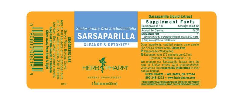Herb Pharm Sarsaparilla 1oz-Tinctures-The Scarlet Sage Herb Co.