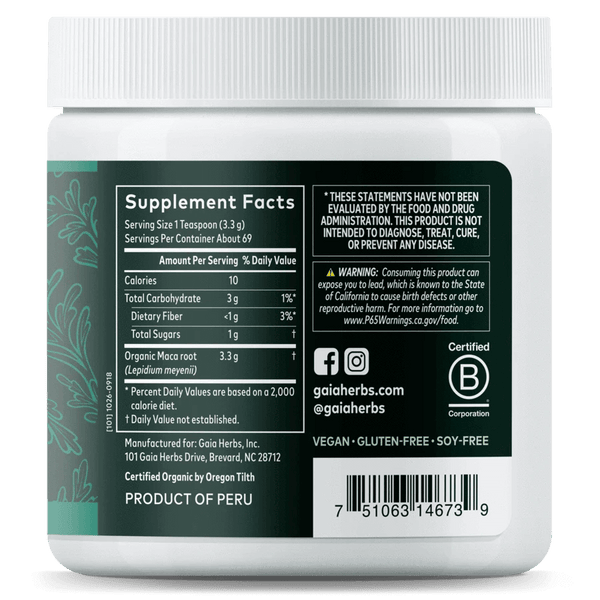 Gaia Herbs Maca Powder 8oz-Supplements-The Scarlet Sage Herb Co.