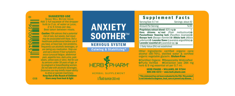Herb Pharm Anxiety Soother 4oz-Tinctures-The Scarlet Sage Herb Co.