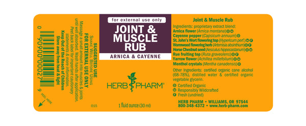 Herb Pharm Joint & Muscle Rub 1oz