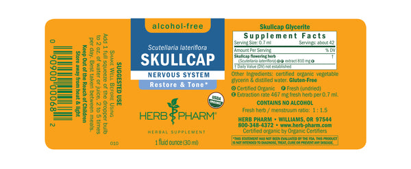 Herb Pharm Glycerite Skullcap 1oz-Tinctures-The Scarlet Sage Herb Co.