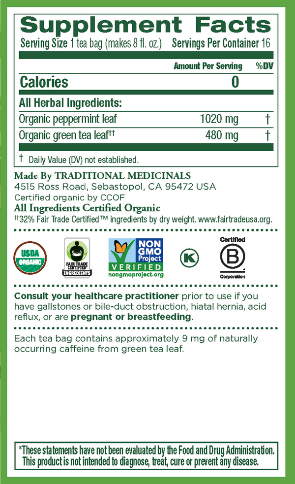 Traditional Medicinals Green Tea Peppermint 16ct