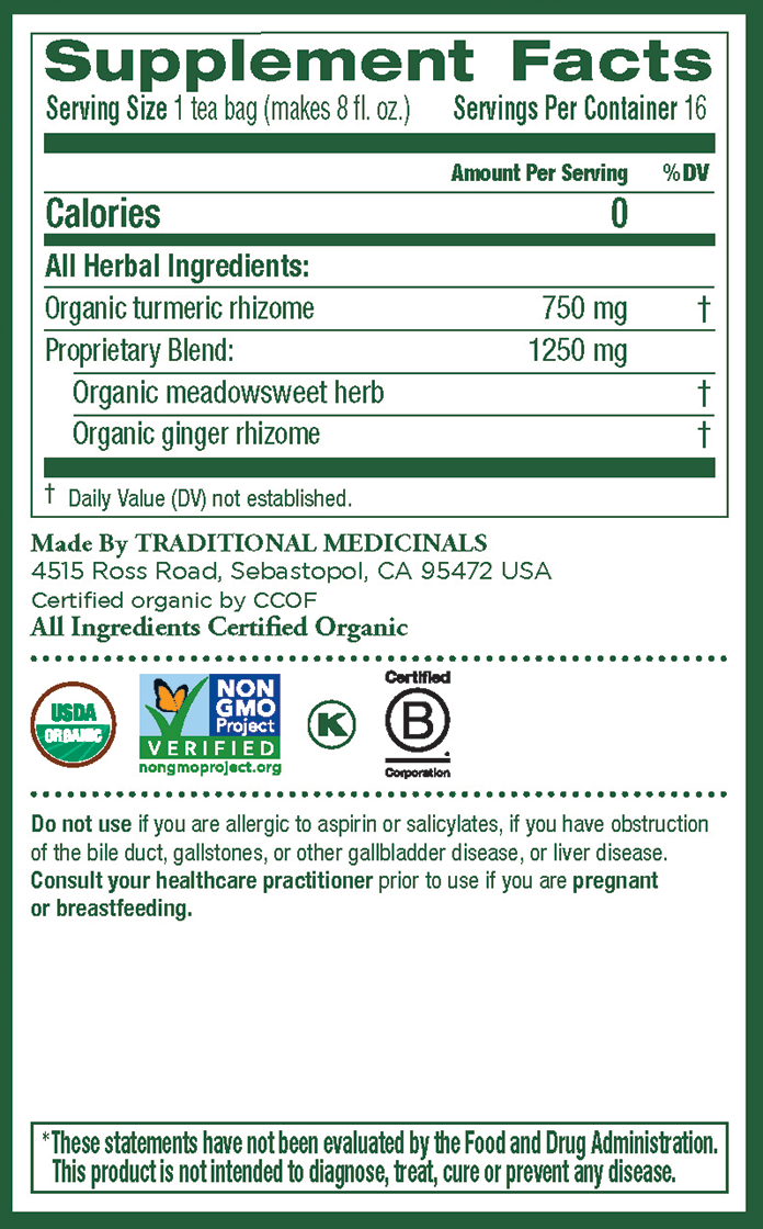 Traditional Medicinals Turmeric Measdowsweet Ginger 16ct