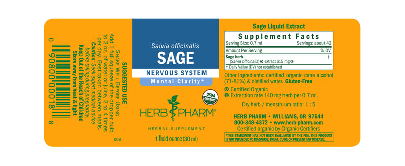 Herb Pharm Sage 1oz-Tinctures-The Scarlet Sage Herb Co.