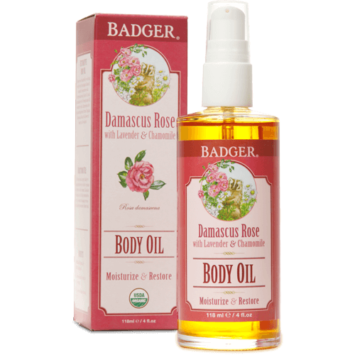 Badger Body Oil Damascus Rose 4oz - The Scarlet Sage Herb Co.