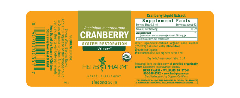 Herb Pharm Cranberry 1oz-Tinctures-The Scarlet Sage Herb Co.