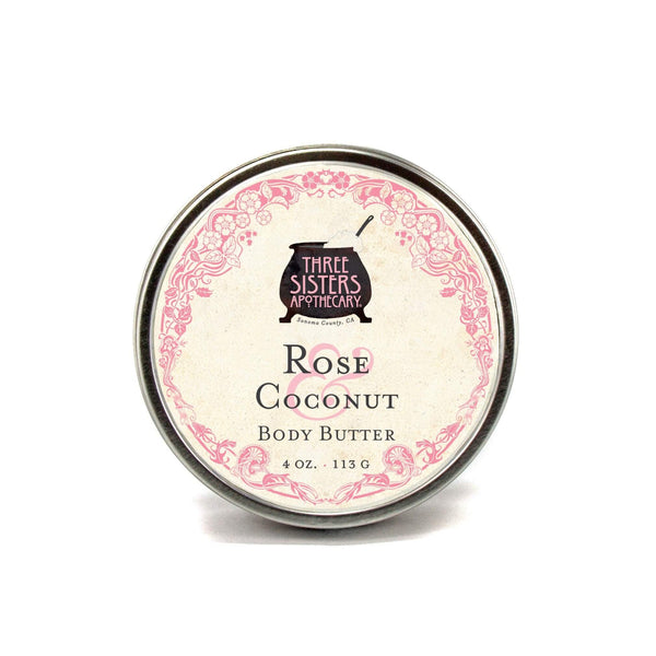 Three Sisters Apothecary Body Butter Rose Coconut 4oz - The Scarlet Sage Herb Co.