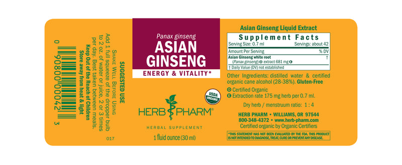 Herb Pharm Asian Ginseng 1oz-Tinctures-The Scarlet Sage Herb Co.