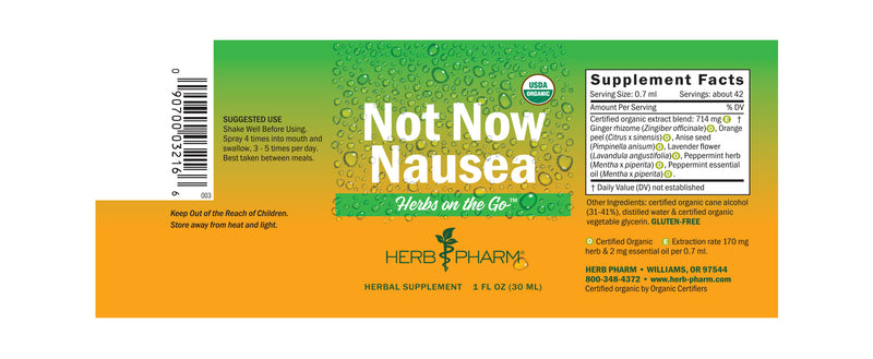 Herb Pharm Herbs on the Go: Not Now Nausea 1oz-Tinctures-The Scarlet Sage Herb Co.