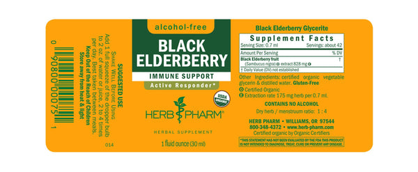 Herb Pharm Black Elderberry Glycerite 1oz.-Tinctures-The Scarlet Sage Herb Co.