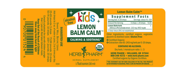 Herb Pharm Kids Lemon Balm Calm 1oz-Tinctures-The Scarlet Sage Herb Co.