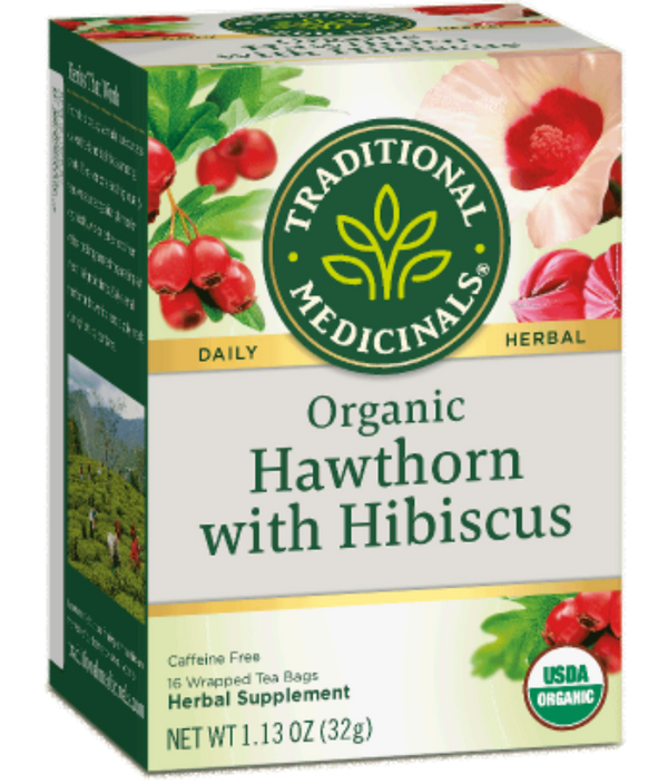 Traditional Medicinals Hawthorn w/ Hibiscus Tea 16Ct-Teas-The Scarlet Sage Herb Co.