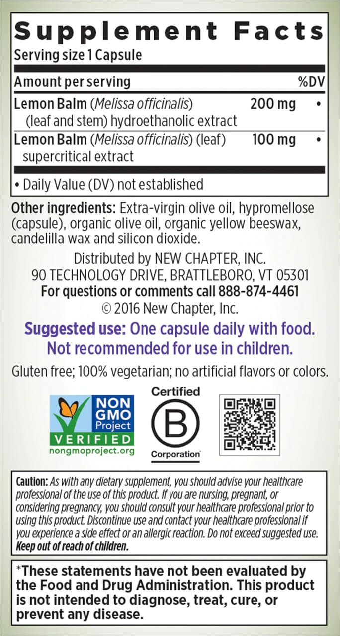 New Chapter Lemon Balm Force 30ct