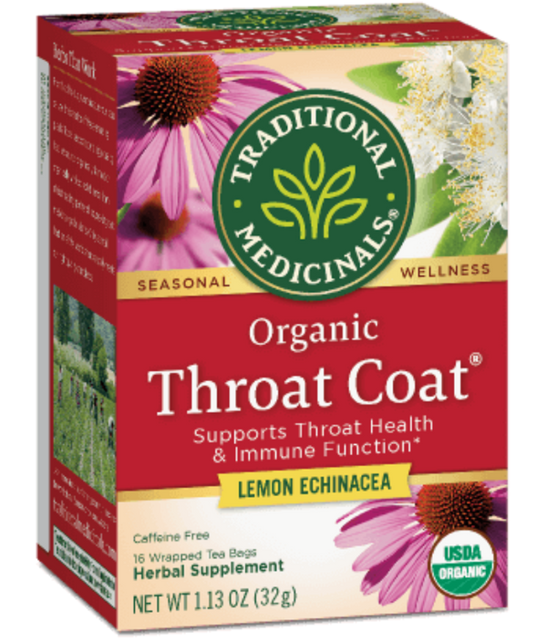 Traditional Medicinals Throat Coat Lemon Echinacea 16Ct-Teas-The Scarlet Sage Herb Co.